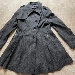 Via Spiga black peplum swing coat size 14 designer jacket